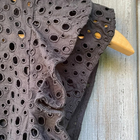 Club Monaco Cotton Nadeer Flutter Sleeve Eyelet Dress Black 0 Luxury Whimsigoth - Picture 7 of 13